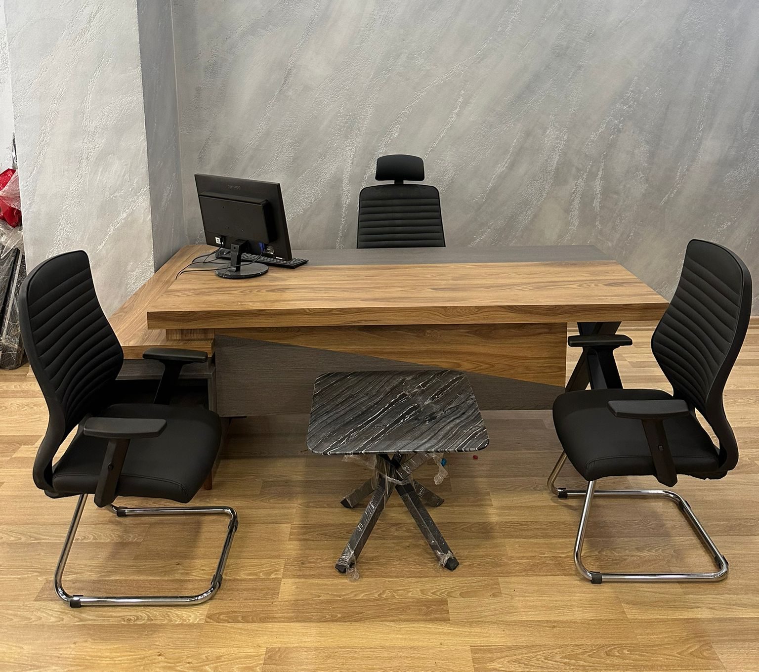 Klas Ofis Üsküdar Makam Takımı Meşe – Antrasit Gri Komple Set