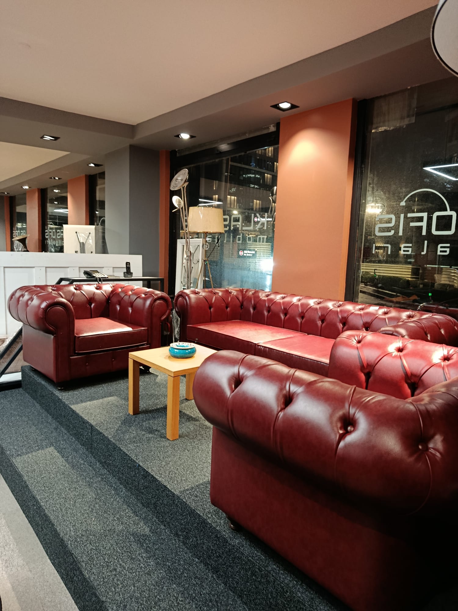 Klas Ofis Üsküdar Bordo Deri Chester Koltuk Takımı 3+1+1 (Sıfır Ürün) - Görsel 4