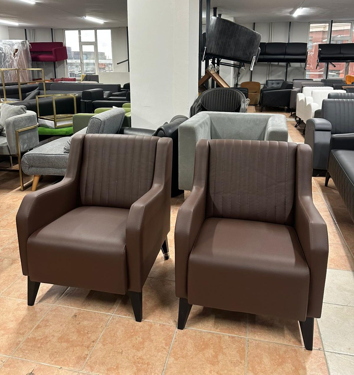 Klas Ofis Üsküdar Redof Marka Kahverengi Deri Tekli Berjer – Sıfır Ürün