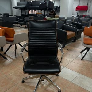 KLAS OFİS ÜSKÜDAR SİYAH TURUNCU DETAYLI BEKLEME KOLTUĞU