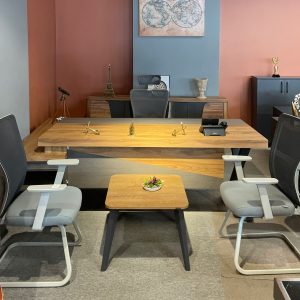 KLAS OFİS ÜSKÜDAR 90x200 MEŞE & ANTRASİT GRİ MAKAM TAKIMI (KOLTUKLU FULL SET)