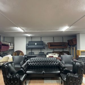 KLAS OFİS ÜSKÜDAR PARLAK SİYAH DERİ KRAL CHESTER 3+1+1 SIFIR TAKIM