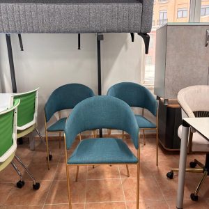 KLAS OFİS ÜSKÜDAR MAVİ KUMAŞ GOLD AYAKLI TASARIM SANDALYE 3 ADET