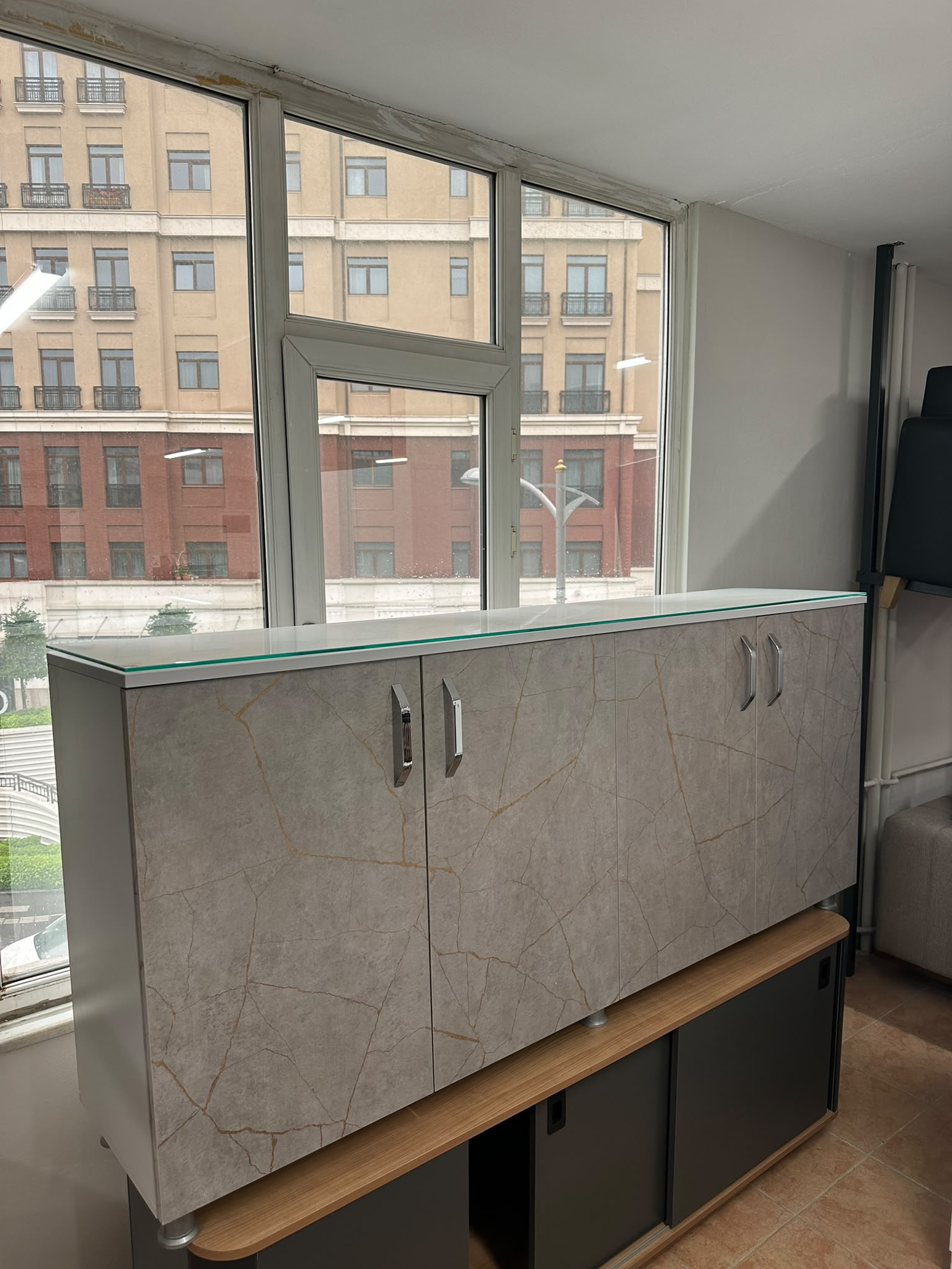 KLAS OFİS ÜSKÜDAR 190X40X85 ANTRASİT GRİ ARKA KONSOL - Görsel 3