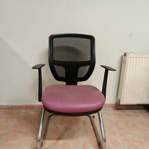 KLAS OFİS ÜSKÜDAR MOR DERİ FİLELİ MİSAFİR BEKLEME SANDALYESİ