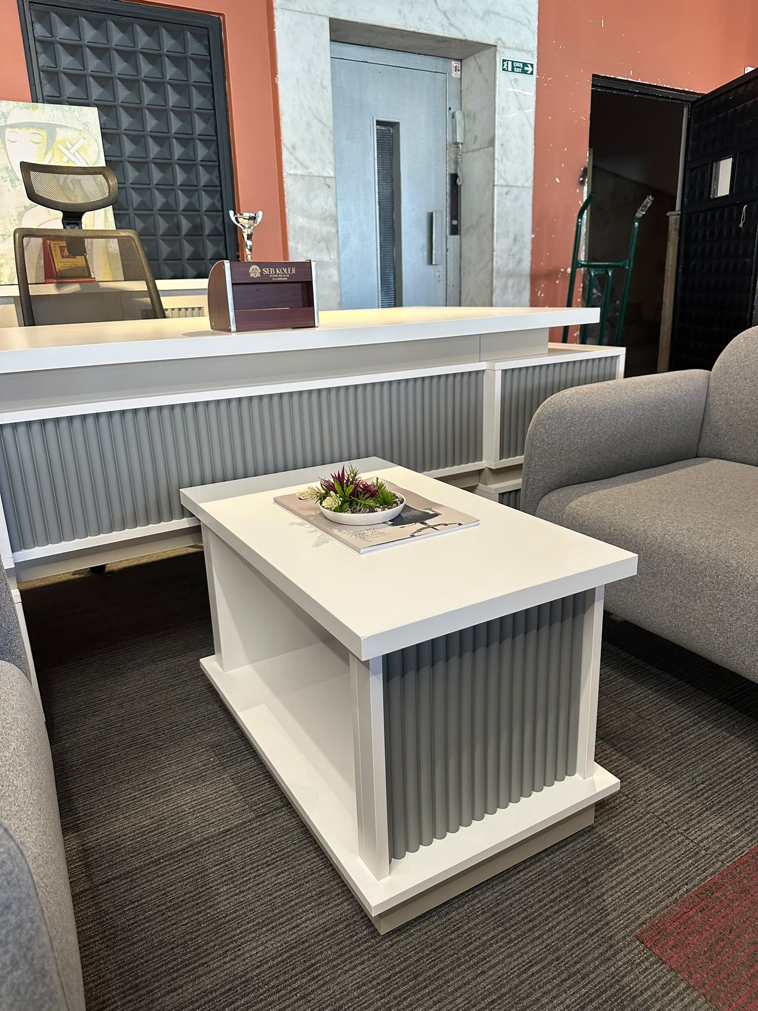KLAS OFİS ÜSKÜDAR 85x200 cm KREM BEYAZ MÜDÜR MASA TAKIMI SIFIR - Görsel 6
