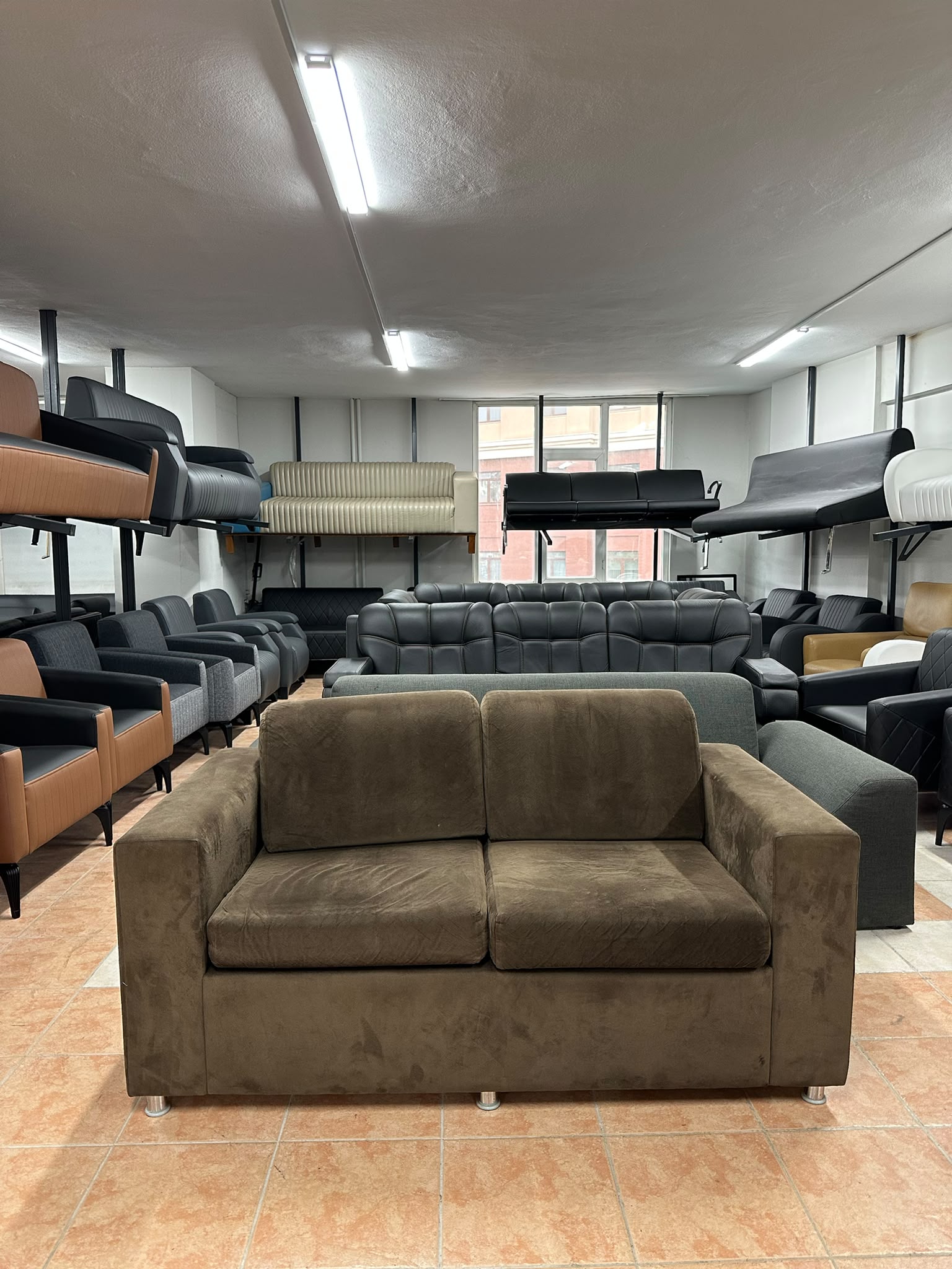 KLAS OFİS ÜSKÜDAR KAHVERENGİ KUMAŞ 2 KİŞİLİK BEKLEME KOLTUĞU